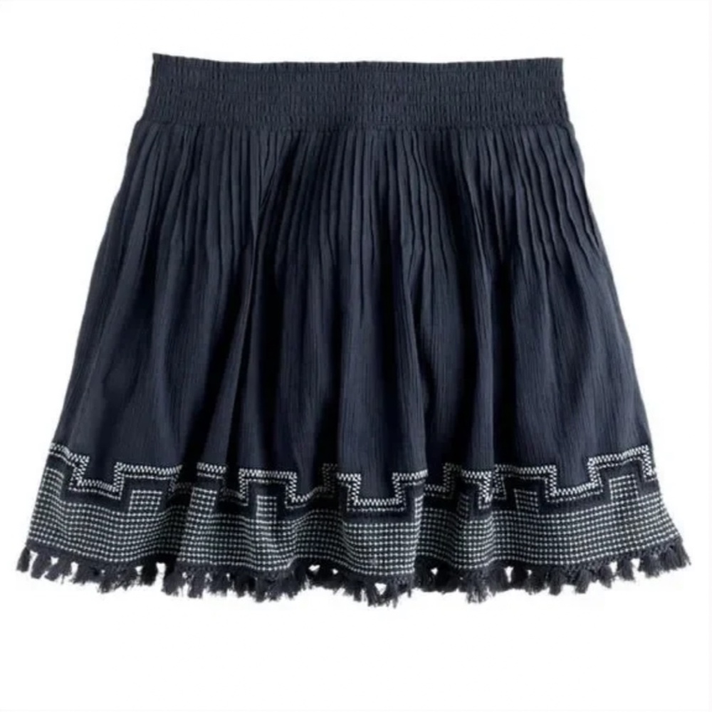 J. Crew Embroidered Gauze Tassel Skirt